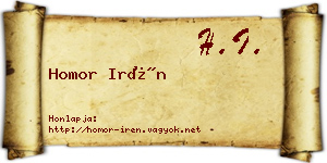 Homor Irén névjegykártya